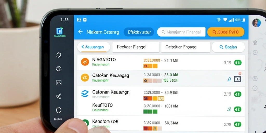 Tampilan antarmuka NIAGATOTO yang user-friendly dan fungsi Catatan Keuangan.