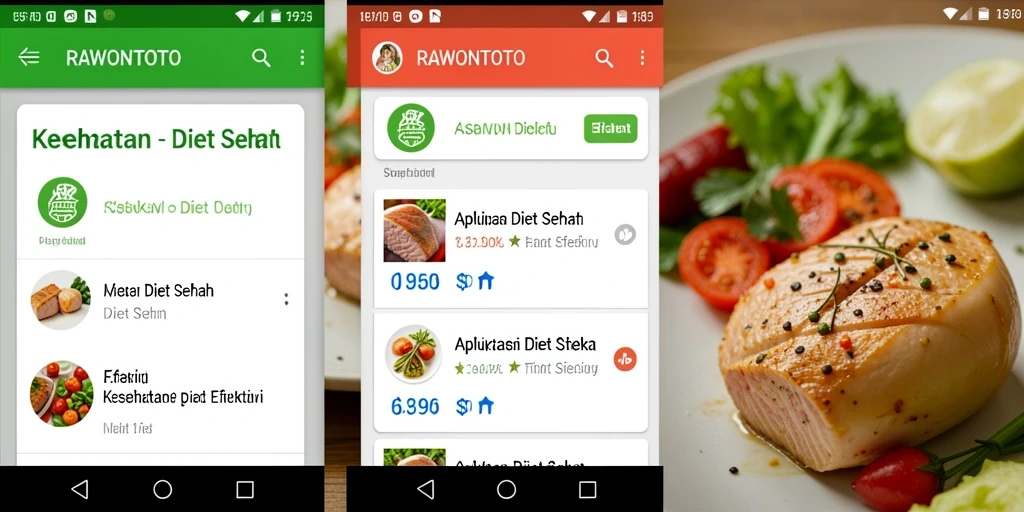 Antarmuka aplikasi RAWONTOTO yang modern dan fungsional untuk diet sehat.