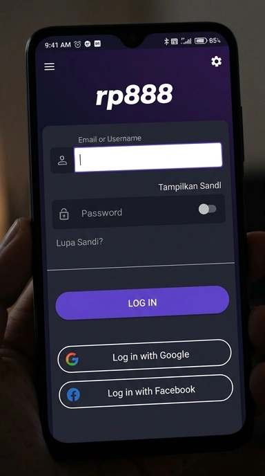 Tampilan halaman login rp888